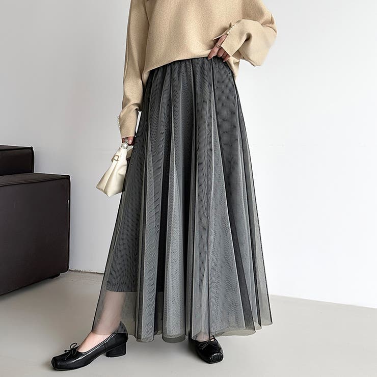 動くたび、表情が変わるチュールスカート ロングスカート スカート | COCOMOMO | 詳細画像20 