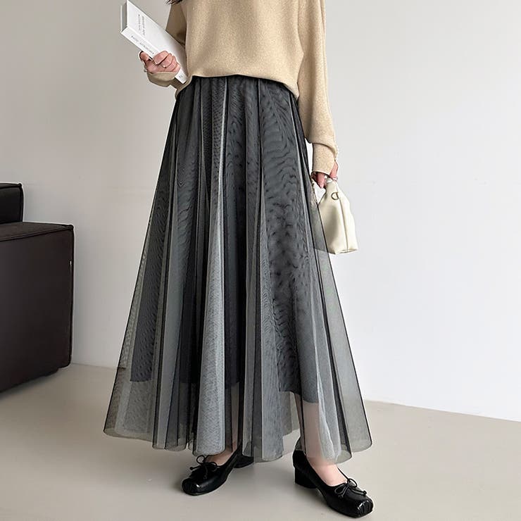 動くたび、表情が変わるチュールスカート ロングスカート スカート | COCOMOMO | 詳細画像23 