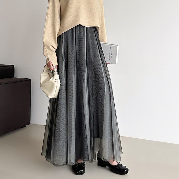 動くたび、表情が変わるチュールスカート ロングスカート スカート | COCOMOMO | 詳細画像24 