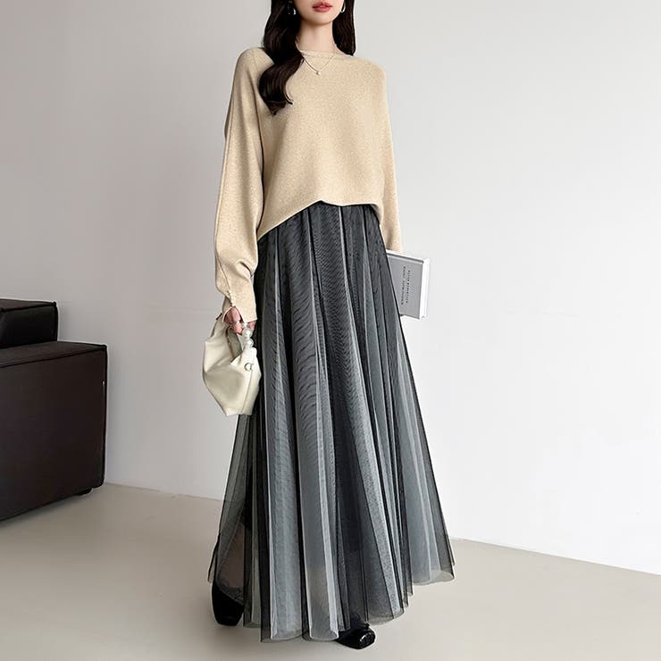 動くたび、表情が変わるチュールスカート ロングスカート スカート | COCOMOMO | 詳細画像26 