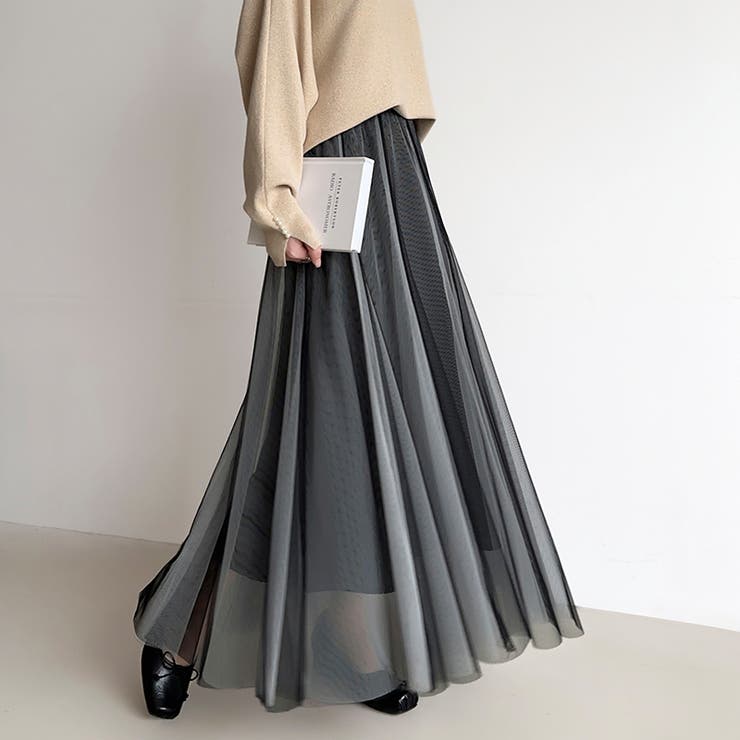 動くたび、表情が変わるチュールスカート ロングスカート スカート | COCOMOMO | 詳細画像28 