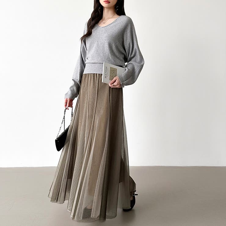 動くたび、表情が変わるチュールスカート ロングスカート スカート | COCOMOMO | 詳細画像31 