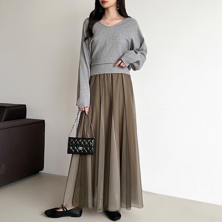 動くたび、表情が変わるチュールスカート ロングスカート スカート | COCOMOMO | 詳細画像35 