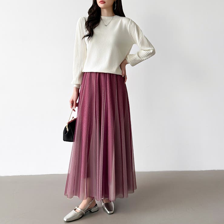 動くたび、表情が変わるチュールスカート ロングスカート スカート | COCOMOMO | 詳細画像42 