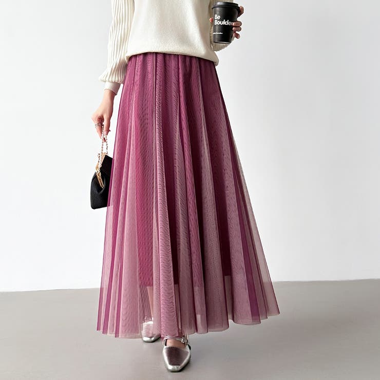 動くたび、表情が変わるチュールスカート ロングスカート スカート | COCOMOMO | 詳細画像44 