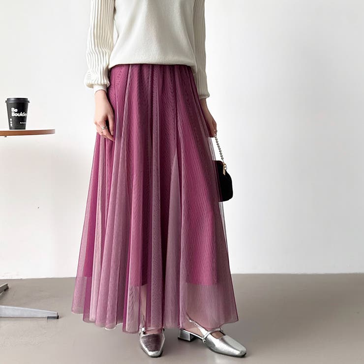 動くたび、表情が変わるチュールスカート ロングスカート スカート | COCOMOMO | 詳細画像45 