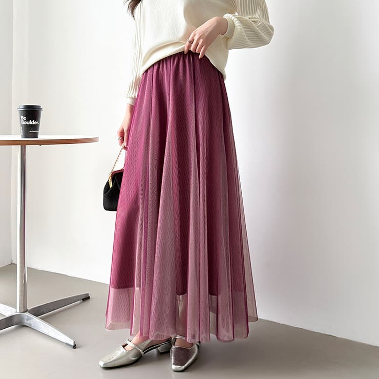 動くたび、表情が変わるチュールスカート ロングスカート スカート | COCOMOMO | 詳細画像46 