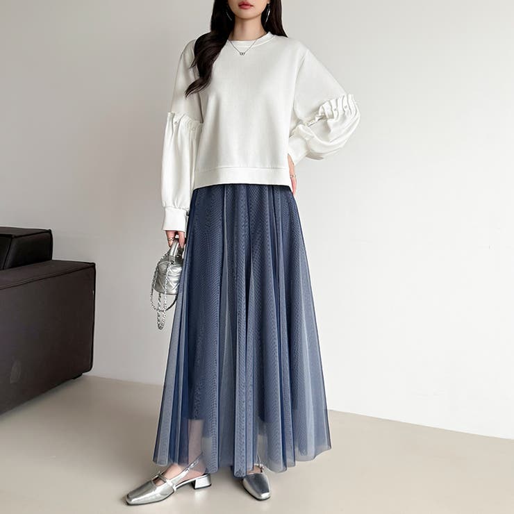 動くたび、表情が変わるチュールスカート ロングスカート スカート | COCOMOMO | 詳細画像8 