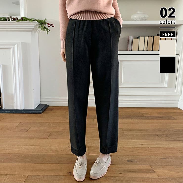 ブラック | 気負わず穿ける、大人カジュアル。ニットテーパードパンツ テーパードパンツ | COCOMOMO