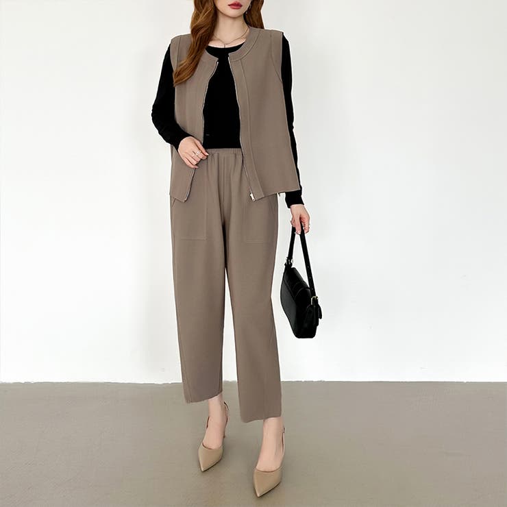 オンオフ寄り添う、ペプラムベストセットアップ ペプラム パンツセットアップ | COCOMOMO | 詳細画像12 