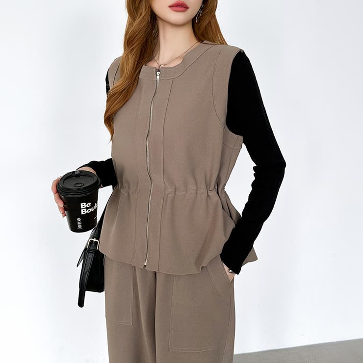 オンオフ寄り添う、ペプラムベストセットアップ ペプラム パンツセットアップ | COCOMOMO | 詳細画像14 