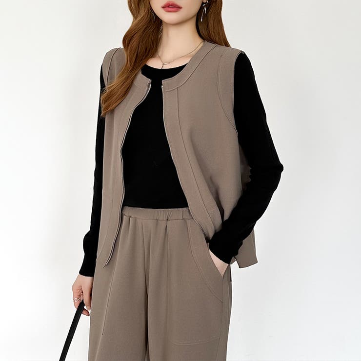 オンオフ寄り添う、ペプラムベストセットアップ ペプラム パンツセットアップ | COCOMOMO | 詳細画像16 