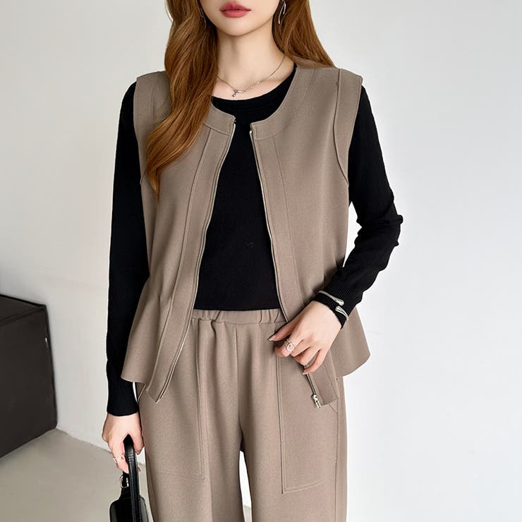 オンオフ寄り添う、ペプラムベストセットアップ ペプラム パンツセットアップ | COCOMOMO | 詳細画像23 