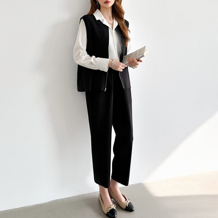 オンオフ寄り添う、ペプラムベストセットアップ ペプラム パンツセットアップ | COCOMOMO | 詳細画像26 