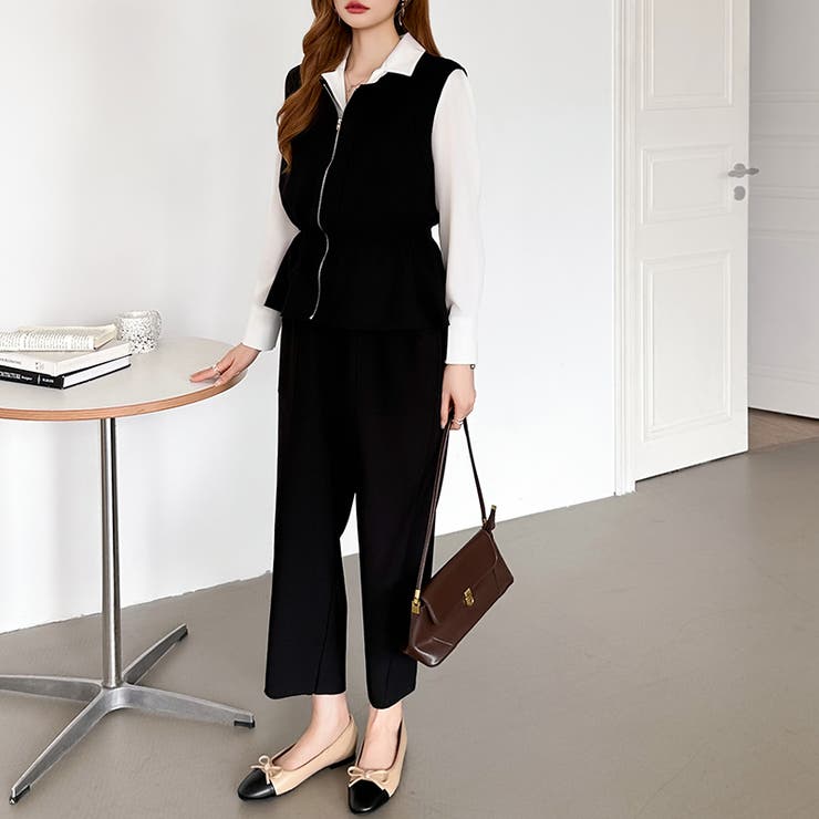 オンオフ寄り添う、ペプラムベストセットアップ ペプラム パンツセットアップ | COCOMOMO | 詳細画像34 