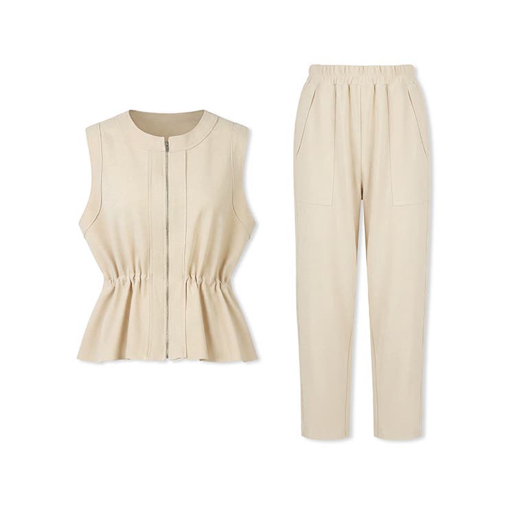 オンオフ寄り添う、ペプラムベストセットアップ ペプラム パンツセットアップ | COCOMOMO | 詳細画像44 