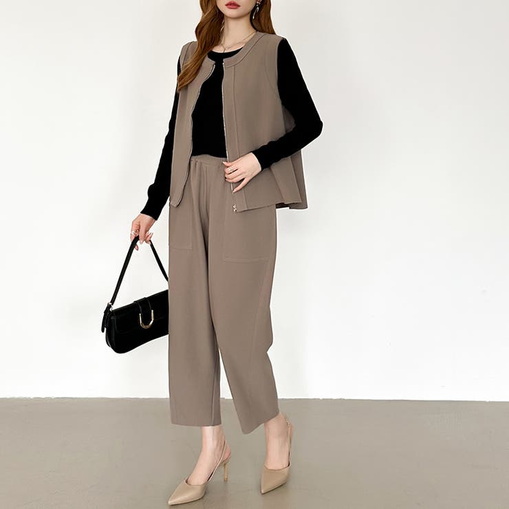 オンオフ寄り添う、ペプラムベストセットアップ ペプラム パンツセットアップ | COCOMOMO | 詳細画像13 