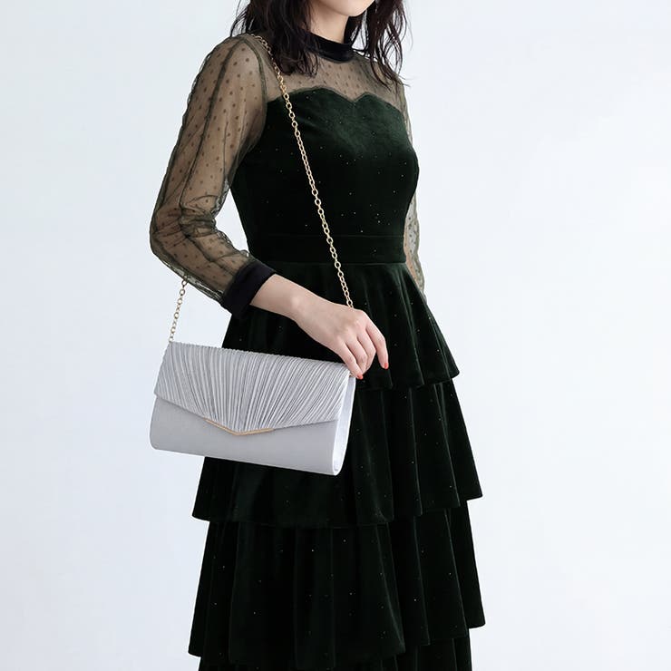 1つで3役、気品漂うサテンプリーツバッグ パーティーバッグ 結婚式 | COCOMOMO | 詳細画像10 