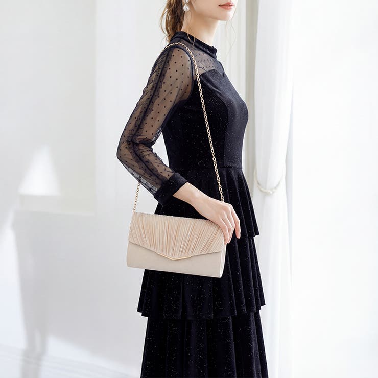 1つで3役、気品漂うサテンプリーツバッグ パーティーバッグ 結婚式 | COCOMOMO | 詳細画像15 