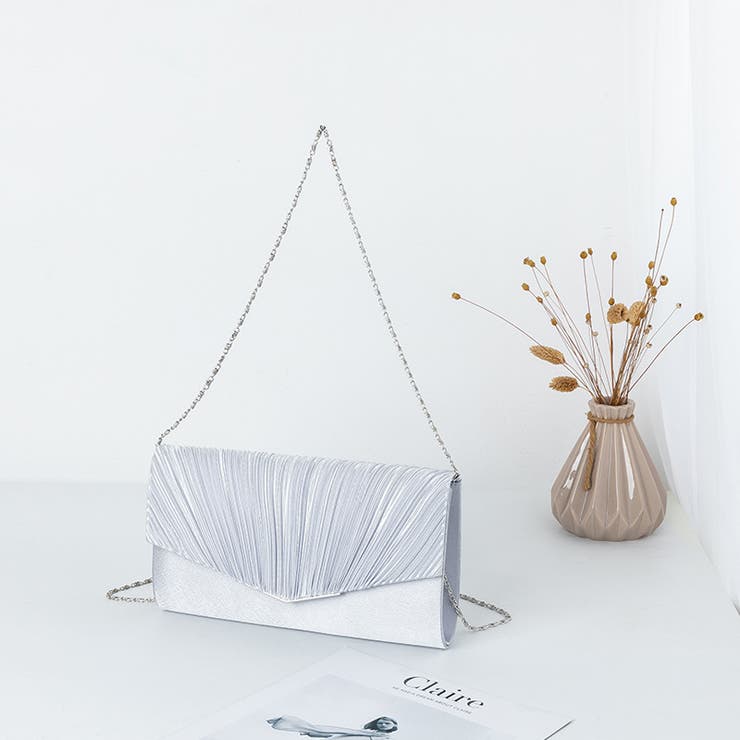 1つで3役、気品漂うサテンプリーツバッグ パーティーバッグ 結婚式 | COCOMOMO | 詳細画像27 