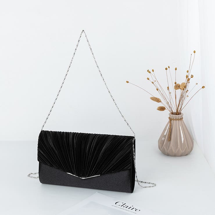 1つで3役、気品漂うサテンプリーツバッグ パーティーバッグ 結婚式 | COCOMOMO | 詳細画像28 