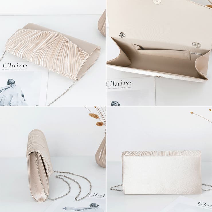 1つで3役、気品漂うサテンプリーツバッグ パーティーバッグ 結婚式 | COCOMOMO | 詳細画像29 