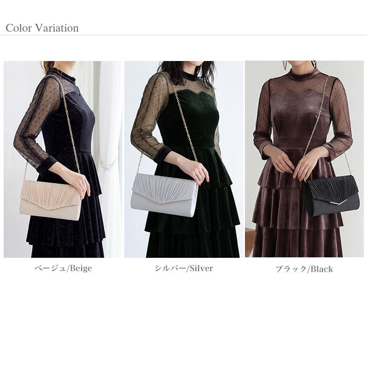 1つで3役、気品漂うサテンプリーツバッグ パーティーバッグ 結婚式 | COCOMOMO | 詳細画像31 