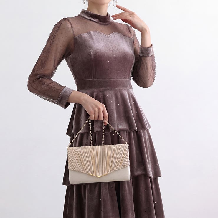 1つで3役、気品漂うサテンプリーツバッグ パーティーバッグ 結婚式 | COCOMOMO | 詳細画像22 