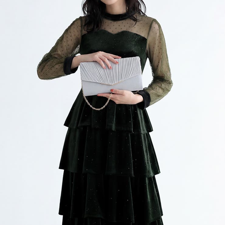 1つで3役、気品漂うサテンプリーツバッグ パーティーバッグ 結婚式 | COCOMOMO | 詳細画像9 