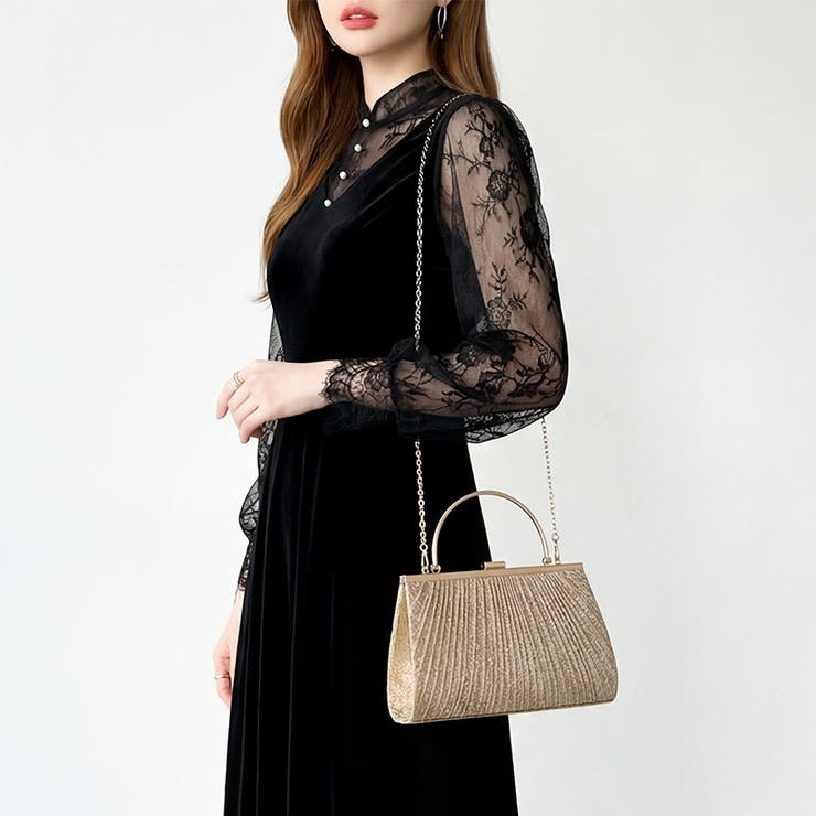 上品リッチな存在感。2wayプリーツパーティーバッグ パーティーバッグ | COCOMOMO | 詳細画像4 