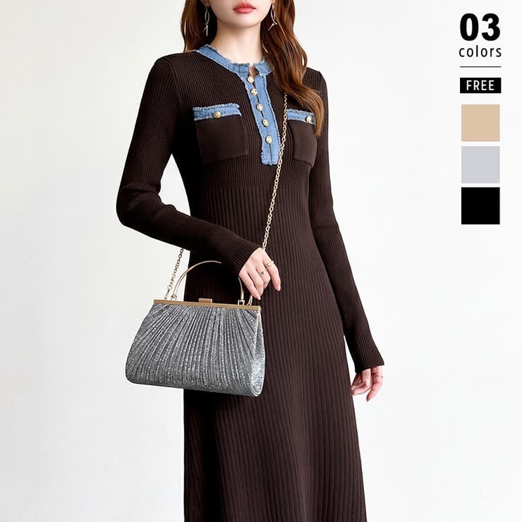 シルバー | 上品リッチな存在感。2wayプリーツパーティーバッグ パーティーバッグ | COCOMOMO