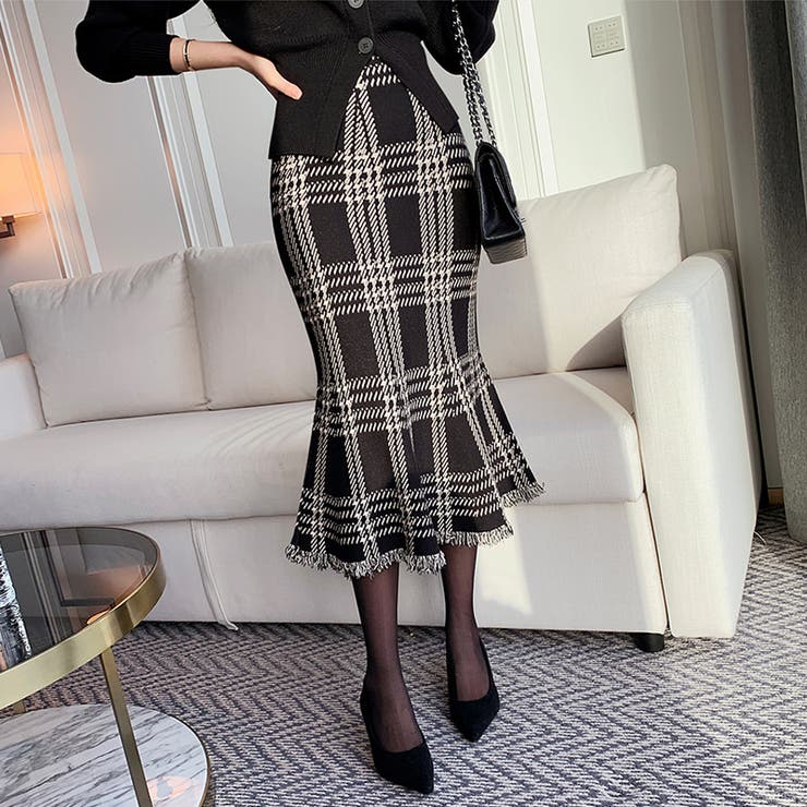 女性らしさを引き立てる、チェックマーメイドスカート チェックスカート | COCOMOMO | 詳細画像11 