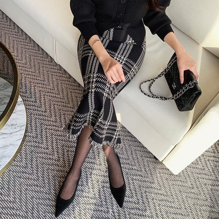 女性らしさを引き立てる、チェックマーメイドスカート チェックスカート | COCOMOMO | 詳細画像15 