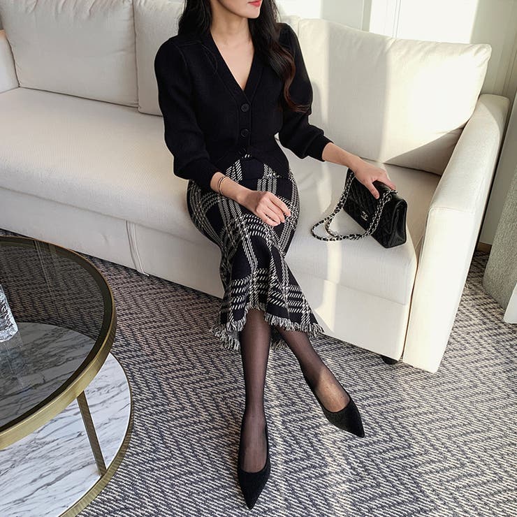 女性らしさを引き立てる、チェックマーメイドスカート チェックスカート | COCOMOMO | 詳細画像16 