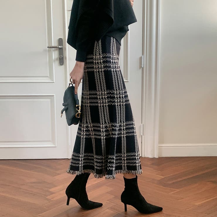 女性らしさを引き立てる、チェックマーメイドスカート チェックスカート | COCOMOMO | 詳細画像18 