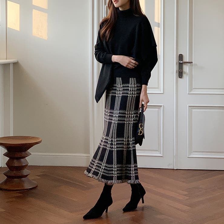 女性らしさを引き立てる、チェックマーメイドスカート チェックスカート | COCOMOMO | 詳細画像19 