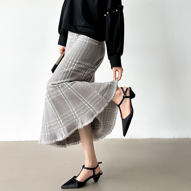 女性らしさを引き立てる、チェックマーメイドスカート チェックスカート | COCOMOMO | 詳細画像2 