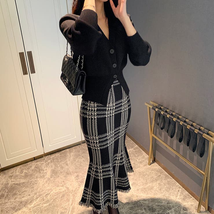 女性らしさを引き立てる、チェックマーメイドスカート チェックスカート | COCOMOMO | 詳細画像22 