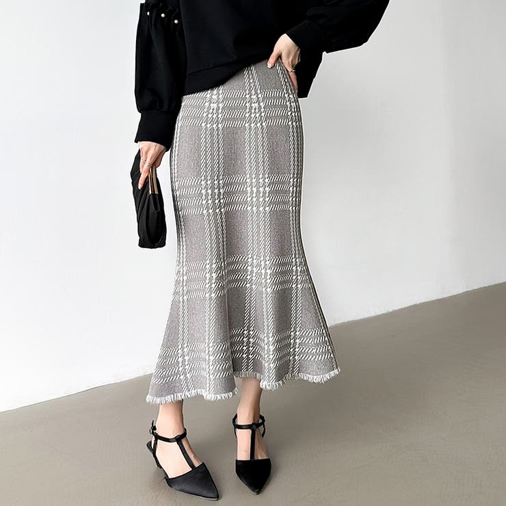 女性らしさを引き立てる、チェックマーメイドスカート チェックスカート | COCOMOMO | 詳細画像3 