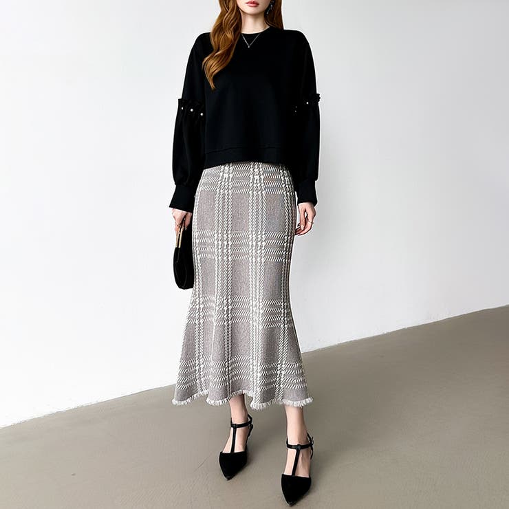 女性らしさを引き立てる、チェックマーメイドスカート チェックスカート | COCOMOMO | 詳細画像5 