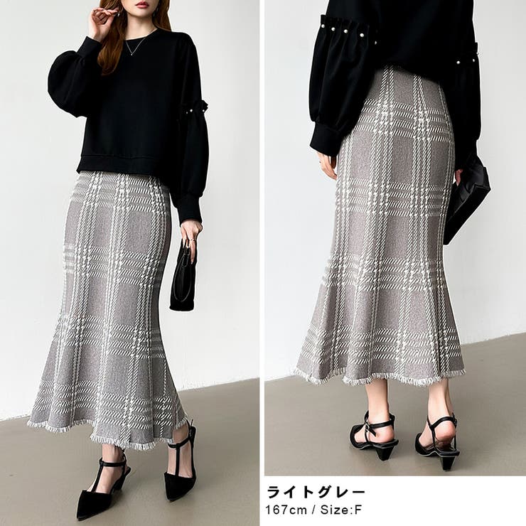 女性らしさを引き立てる、チェックマーメイドスカート チェックスカート | COCOMOMO | 詳細画像6 