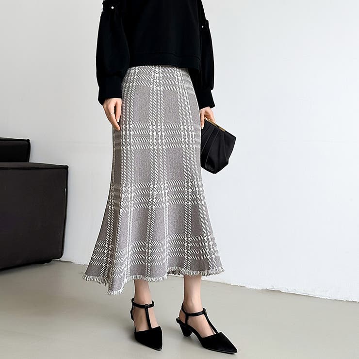 女性らしさを引き立てる、チェックマーメイドスカート チェックスカート | COCOMOMO | 詳細画像9 