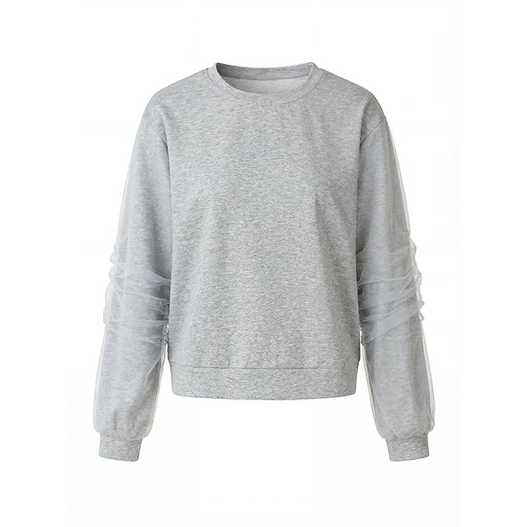 透け感チュールで魅せる、チュールドッキングトップス スウェット チュール袖 | COCOMOMO | 詳細画像54 