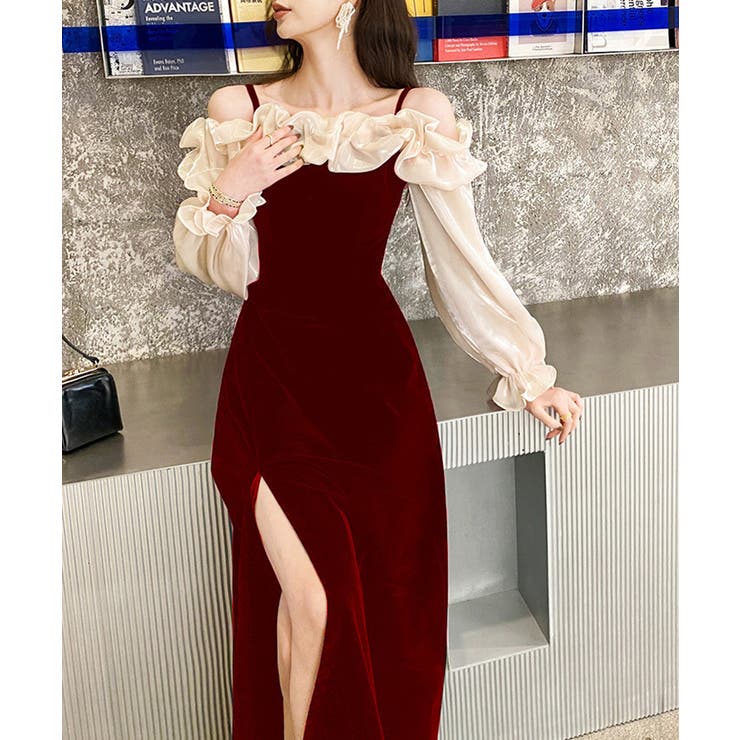 しなやかに艶めく、オフショルベロアドレス パーティードレス ベロアドレス | COCOMOMO | 詳細画像11 