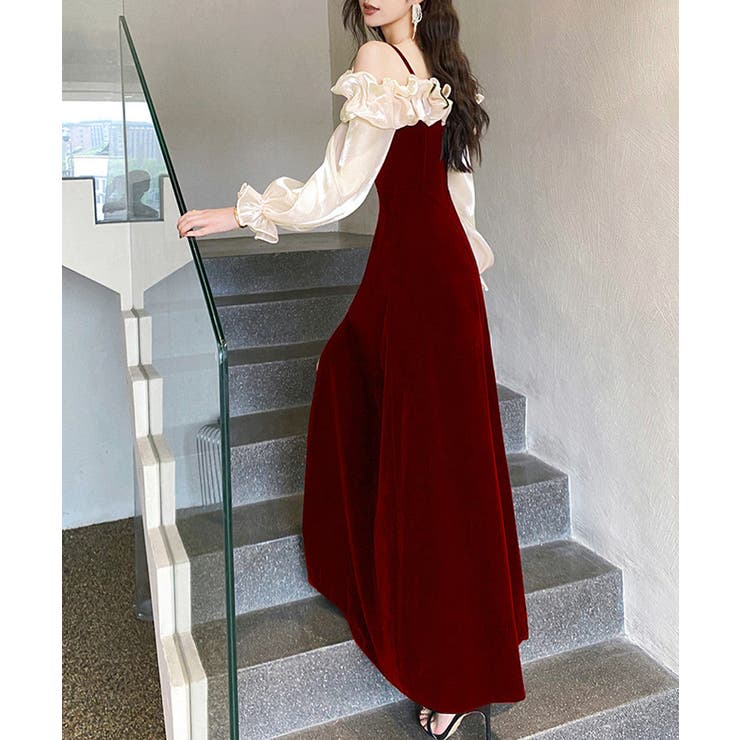 しなやかに艶めく、オフショルベロアドレス パーティードレス ベロアドレス | COCOMOMO | 詳細画像12 