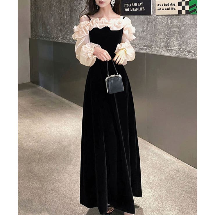 しなやかに艶めく、オフショルベロアドレス パーティードレス ベロアドレス | COCOMOMO | 詳細画像2 