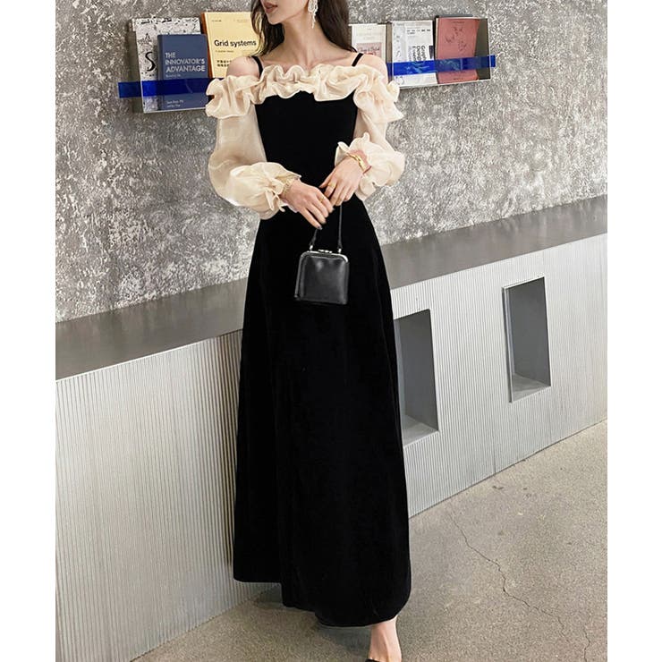 しなやかに艶めく、オフショルベロアドレス パーティードレス ベロアドレス | COCOMOMO | 詳細画像6 