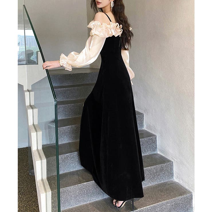 しなやかに艶めく、オフショルベロアドレス パーティードレス ベロアドレス | COCOMOMO | 詳細画像9 