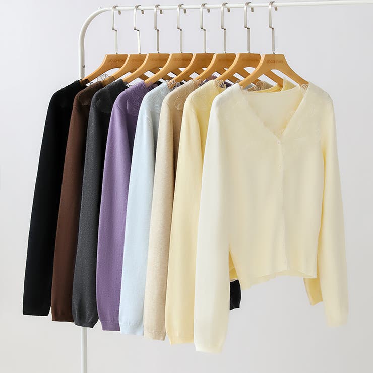 華やかレースで品よく彩る。レースネックカーディガン レース襟 カーディガン | COCOMOMO | 詳細画像52 