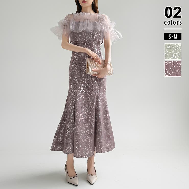 ライトピンク | チュールボレロ付き2点セット パーティードレス 結婚式 | COCOMOMO